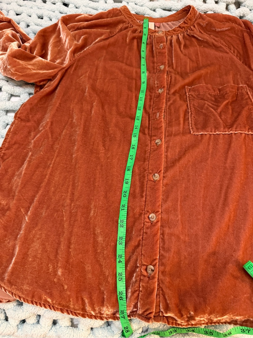 Pilcro Velvet Button-Front Blouse in Burnt Orange XL - Picture 10 of 16